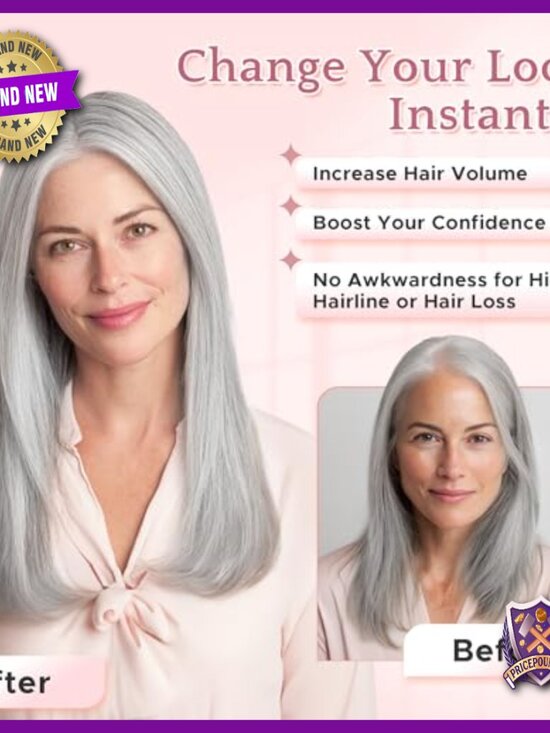 Human Hair Topper for Thinning Hair, Silk Base Clip-In, 12 Inch